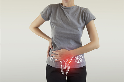 Woman with uterine pain